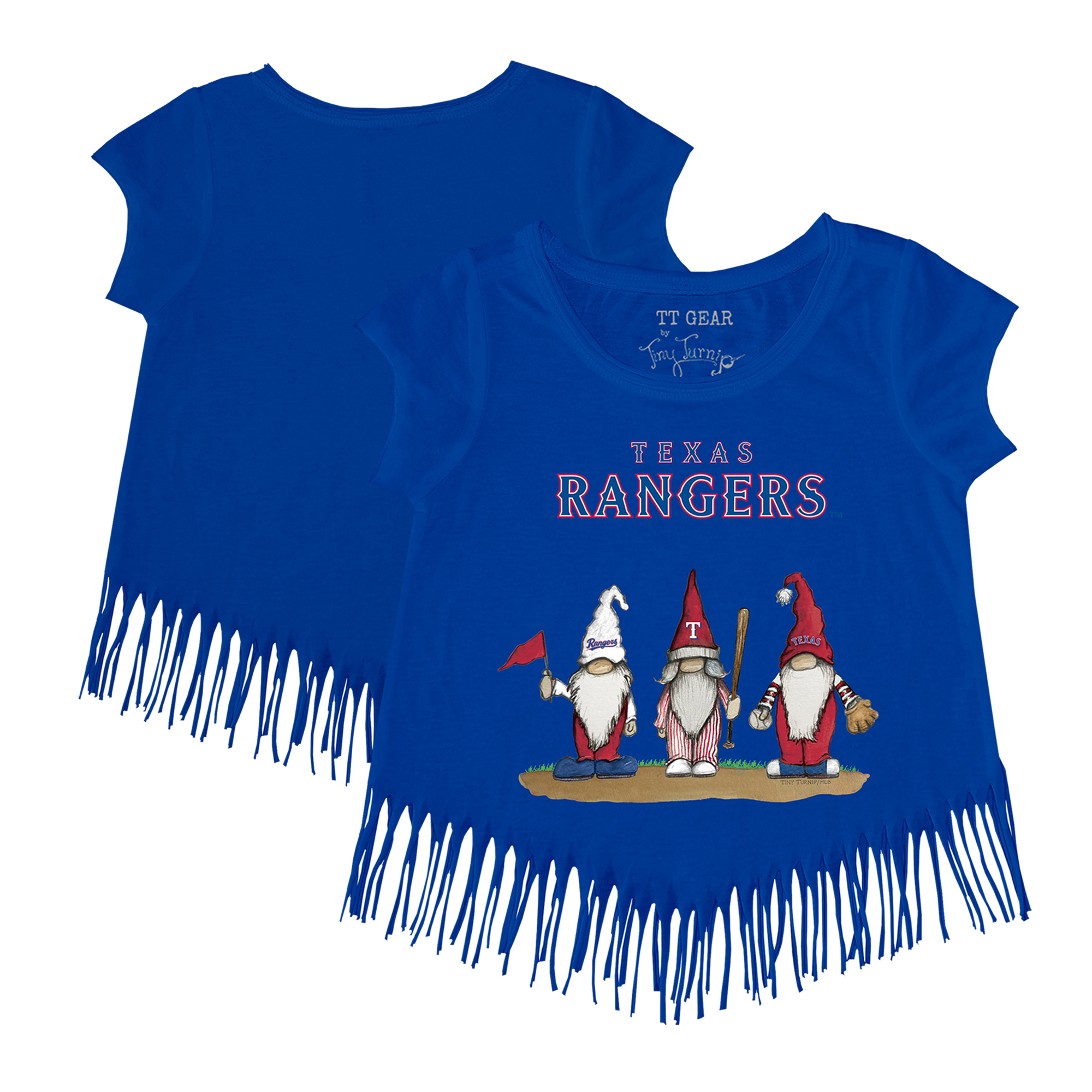 Girls Toddler Tiny Turnip Royal Texas Rangers Gnomes Fringe T-Shirt