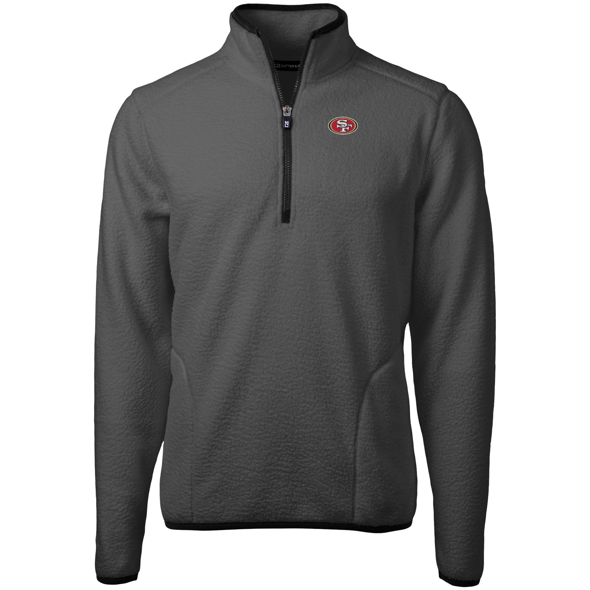 Men's Cutter & Buck Gray San Francisco 49ers Cascade Eco Sherpa Fleece Quarter-Zip Pullover Jacket - Image 6