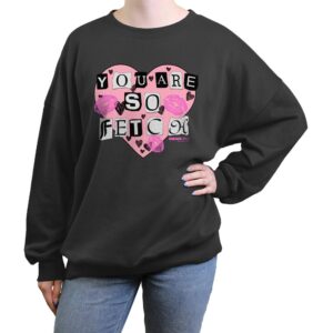 Women's Mad Engine Charcoal Mean Girls Valentine's Day Fleece Crewneck Sweatshirt