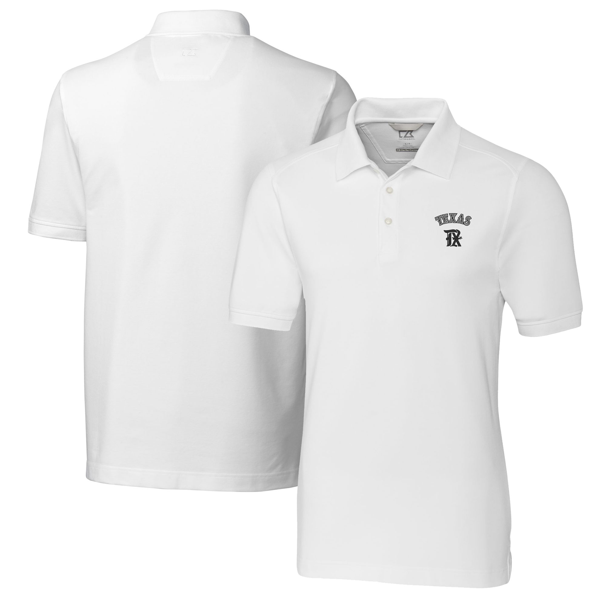 Men's Cutter & Buck White Texas Rangers City Connect Advantage Tri-Blend Pique Polo - Image 2