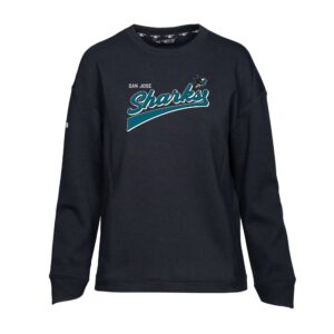 Women's Levelwear Black San Jose Sharks Fiona Retro Script Pullover Sweatshirt