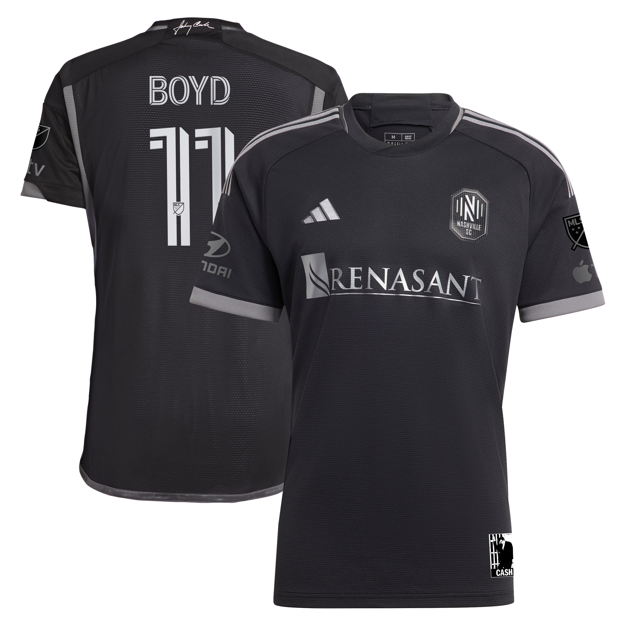 Men's adidas Tyler Boyd Black Nashville SC 2024 Man In Black Kit Authentic Player Jersey