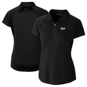 Women's Cutter & Buck Black Vanderbilt Commodores Vault DryTec Forge Stretch Polo