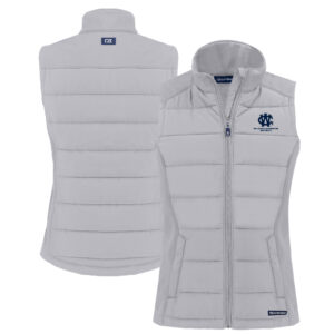 Women's Cutter & Buck  Gray George Washington University Vault Evoke Hybrid Eco Softshell Recycled Full-Zip Vest