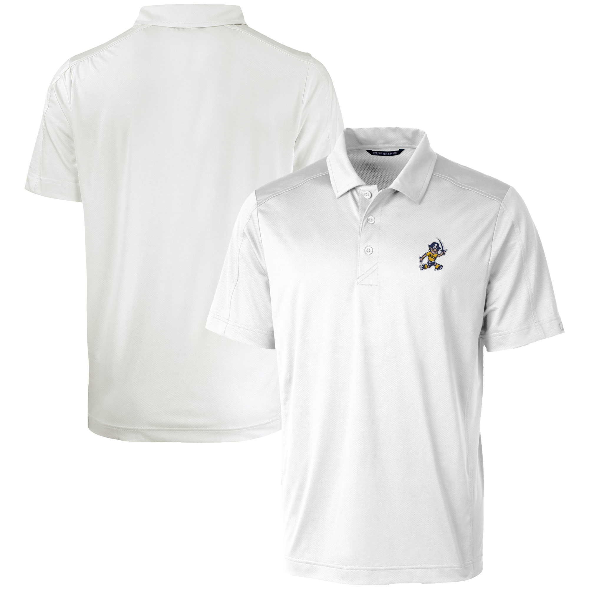 Men's Cutter & Buck White ETSU Buccaneers Vault Prospect Textured Stretch Polo