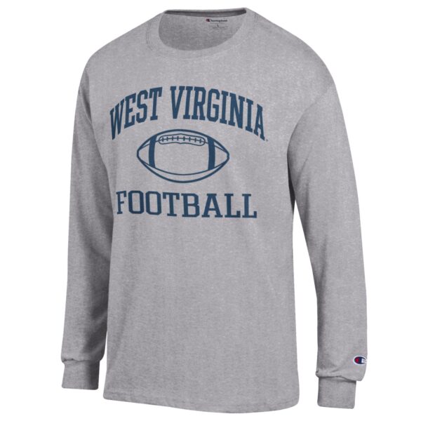 Men's Champion Heather Gray West Virginia Mountaineers Football Icon Long Sleeve T-Shirt - Image 6