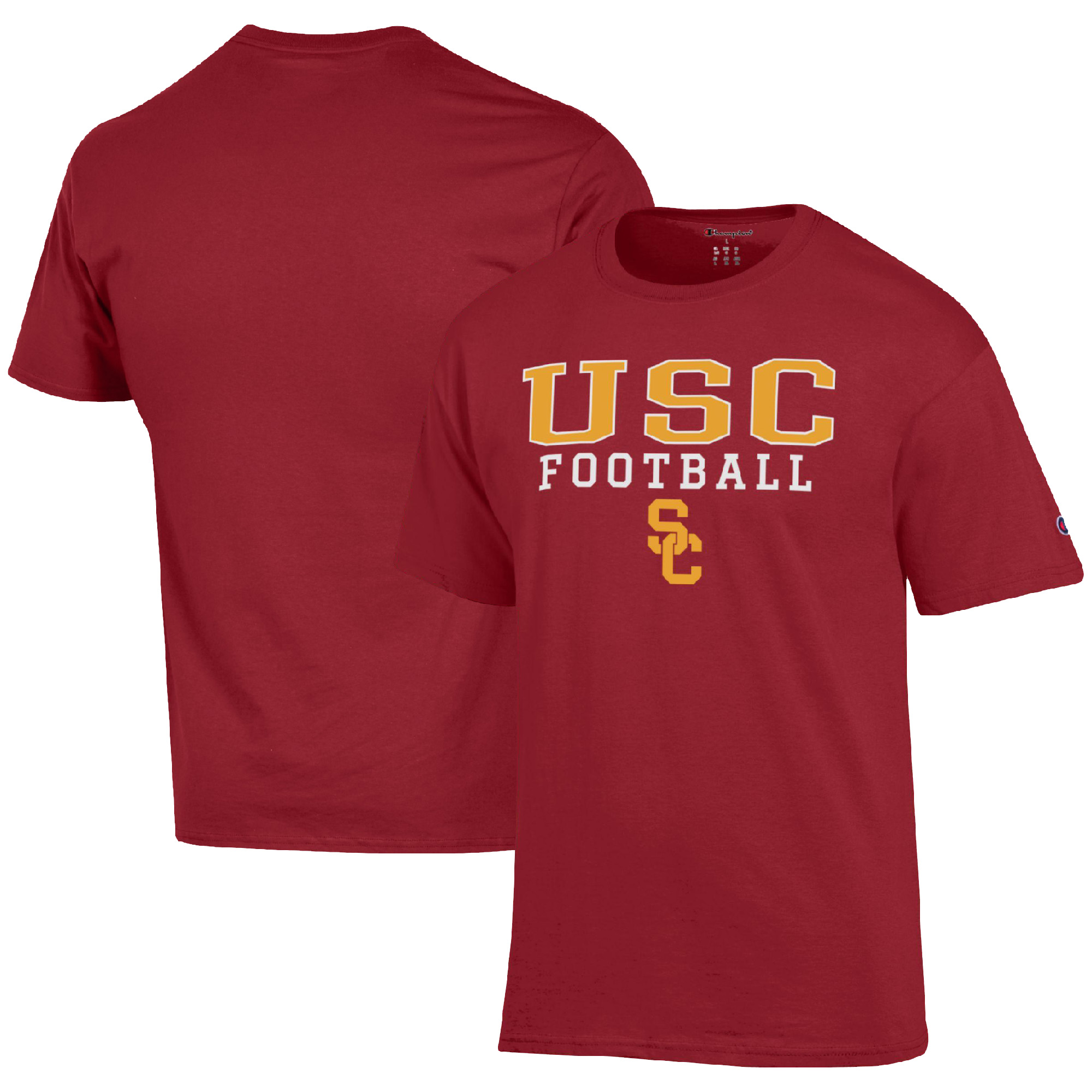 Men's Champion Cardinal USC Trojans Football Stack T-Shirt - Image 2