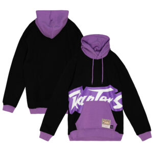Men's Mitchell & Ness  Black Toronto Raptors Hardwood Classics Big Face 5.0 Pullover Hoodie