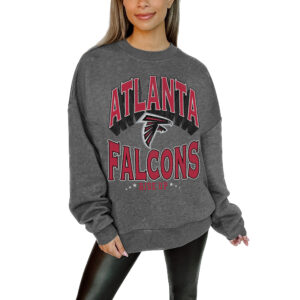 Women's Gameday Couture Charcoal Atlanta Falcons Long Weekend Premium Fleece Drop Shoulder Pullover Sweatshirt