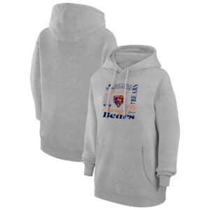 Women's G-III 4Her by Carl Banks Heather Gray Chicago Bears Collage Graphic Fleece Pullover Hoodie