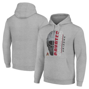 Men's Starter Heather Gray Arizona Coyotes Half Helmet Fleece Pullover Hoodie