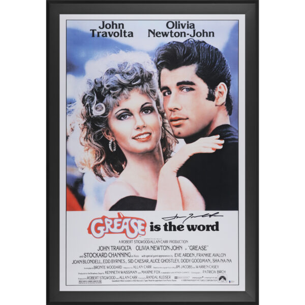John Travolta Grease Autographed Framed 27" x 40" Movie Poster - BAS