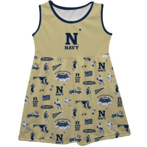 Girls Youth Vive La Fete  Gold Navy Midshipmen Impressions Artwork Tank Top Dress