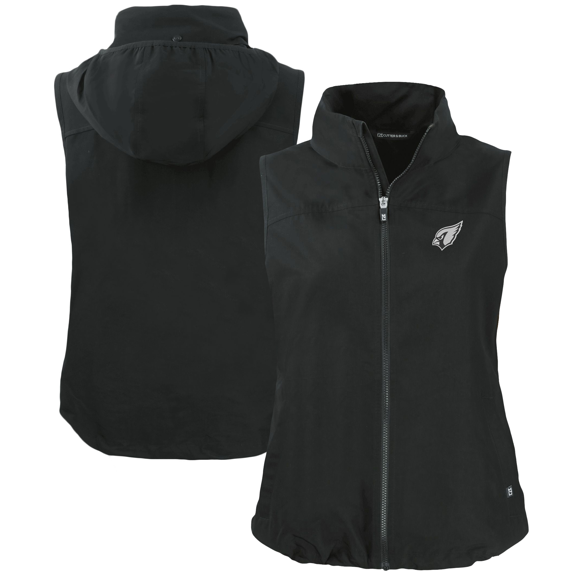 Women's Cutter & Buck Black Arizona Cardinals Charter Eco Recycled Full-Zip Hoodie Vest - Image 2