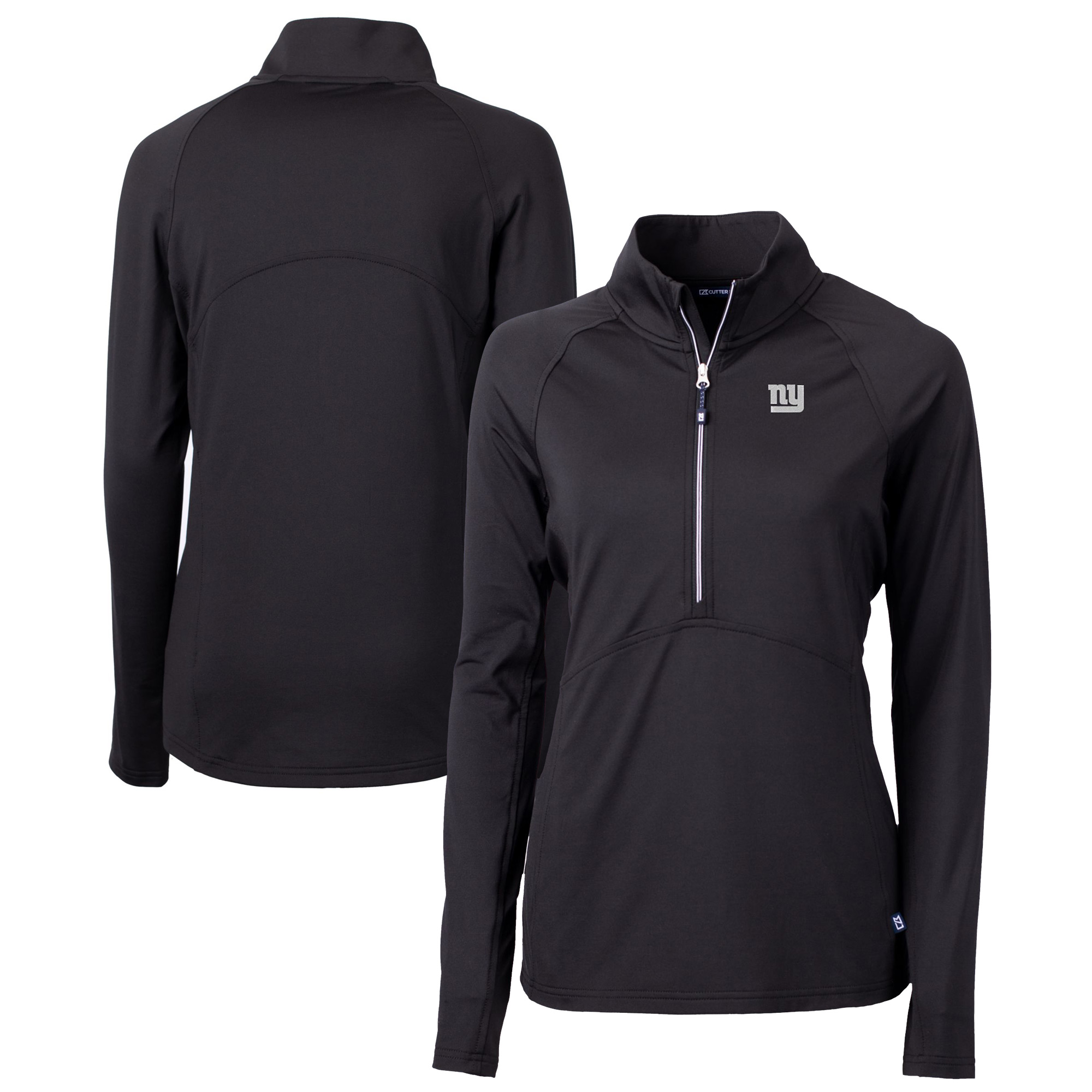 Women's Cutter & Buck Black New York Giants Adapt Eco Knit Stretch Recycled Raglan Half-Zip Top - Image 2
