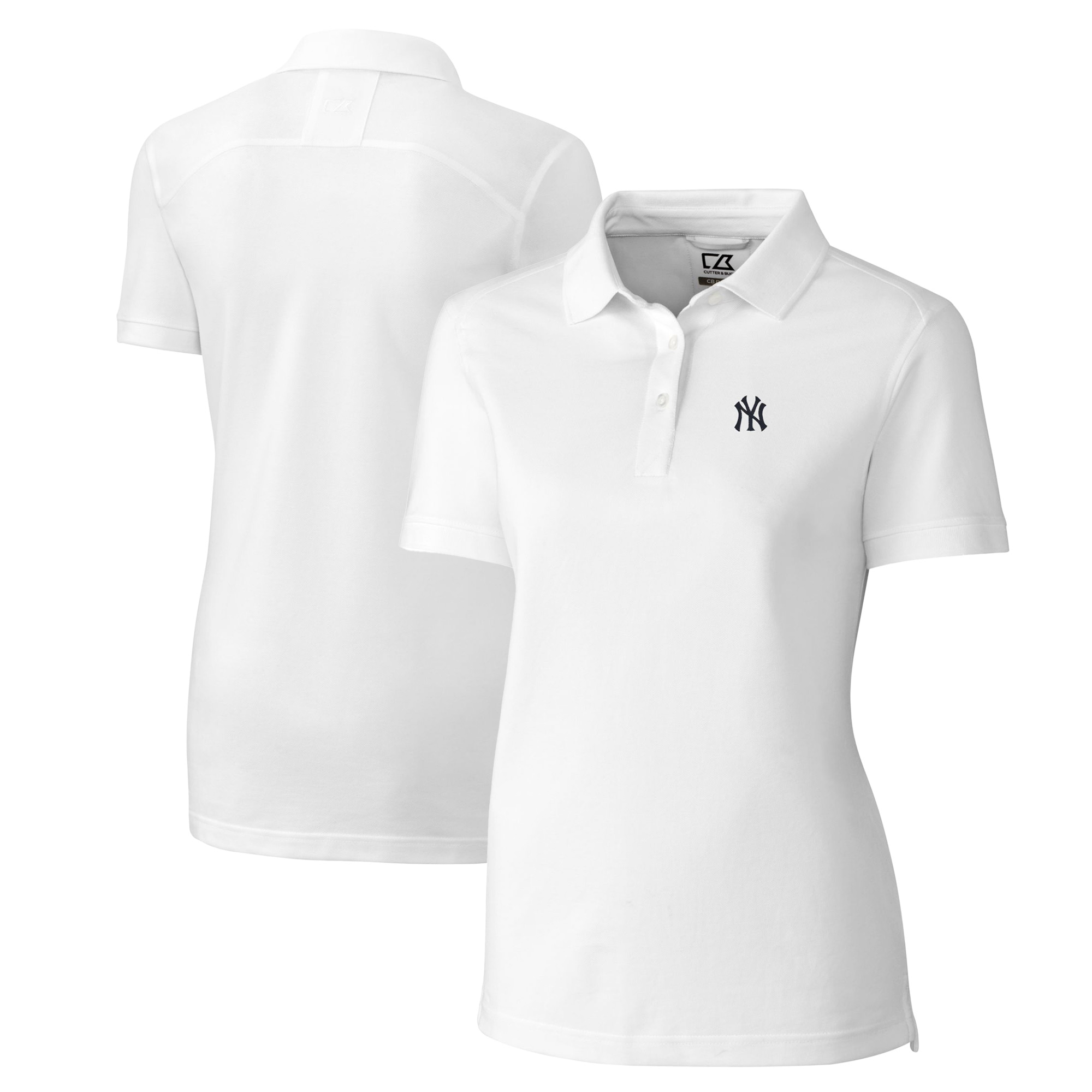 Women's Cutter & Buck White New York Yankees DryTec Advantage Tri-Blend Pique Polo