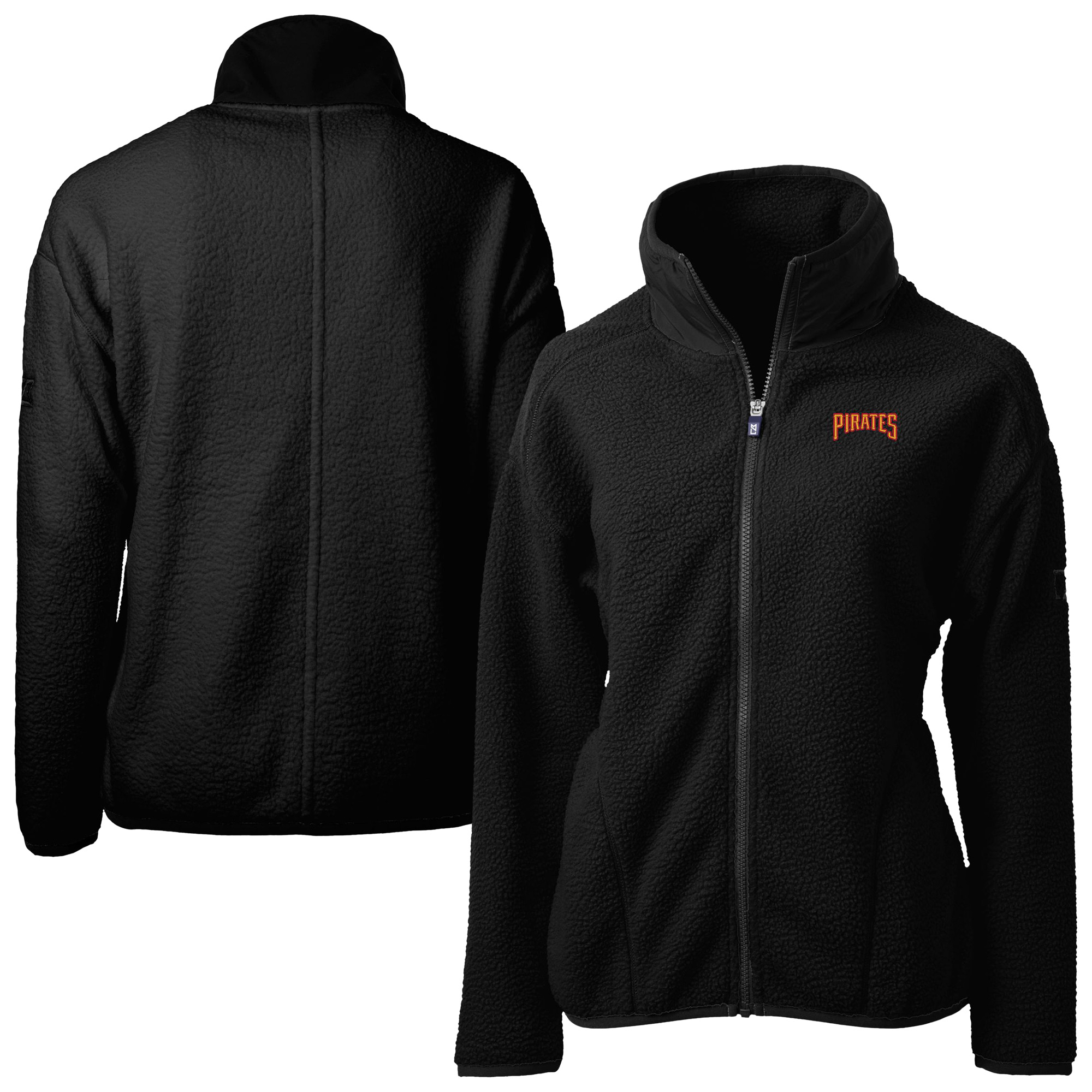 Women's Cutter & Buck Black Pittsburgh Pirates Cascade Eco Sherpa Full-Zip Fleece Jacket