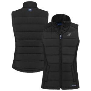 Women's Cutter & Buck  Black Arizona Diamondbacks Evoke Hybrid Eco Softshell Recycled Full-Zip Vest