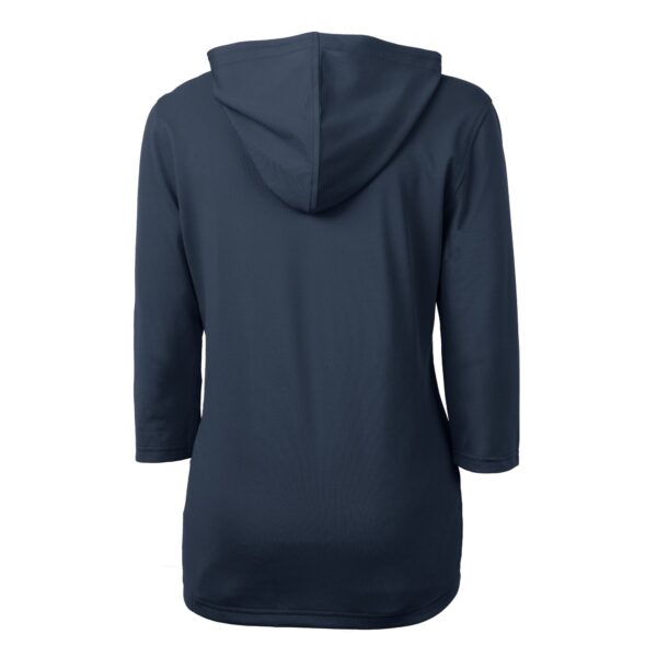 Women's Cutter & Buck Navy New York Yankees Virtue Eco Pique Half-Zip 3/4 Sleeve Pullover Hoodie - Image 7