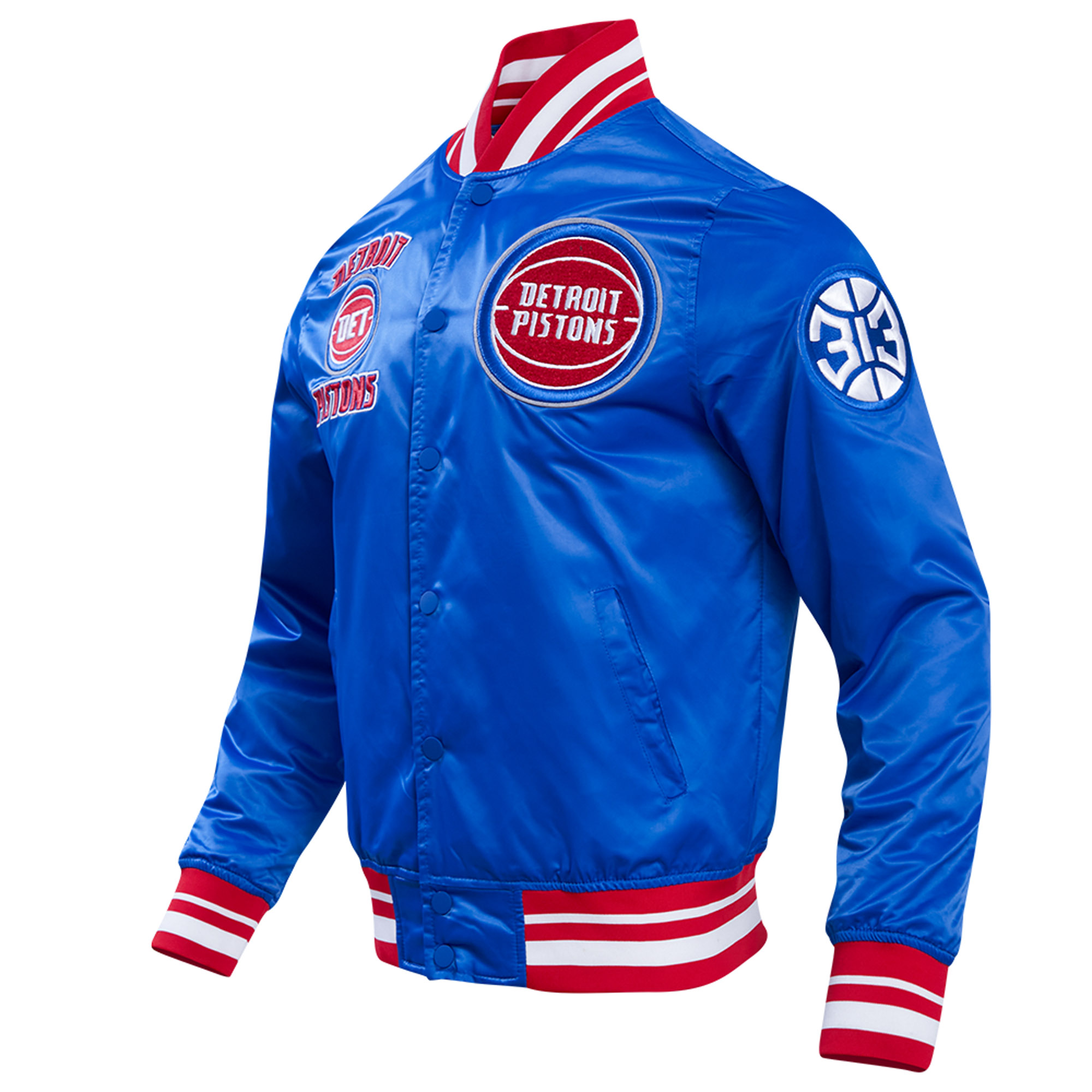 Men's Pro Standard Blue Detroit Pistons Retro Classic Satin Full-Snap Jacket - Image 10