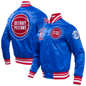 Men's Pro Standard Blue Detroit Pistons  Retro Classic Satin Full-Snap Jacket