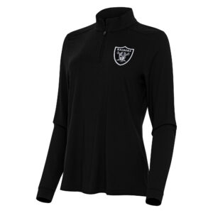 Women's Antigua  Black Las Vegas Raiders Intent Quarter-Zip Sweatshirt
