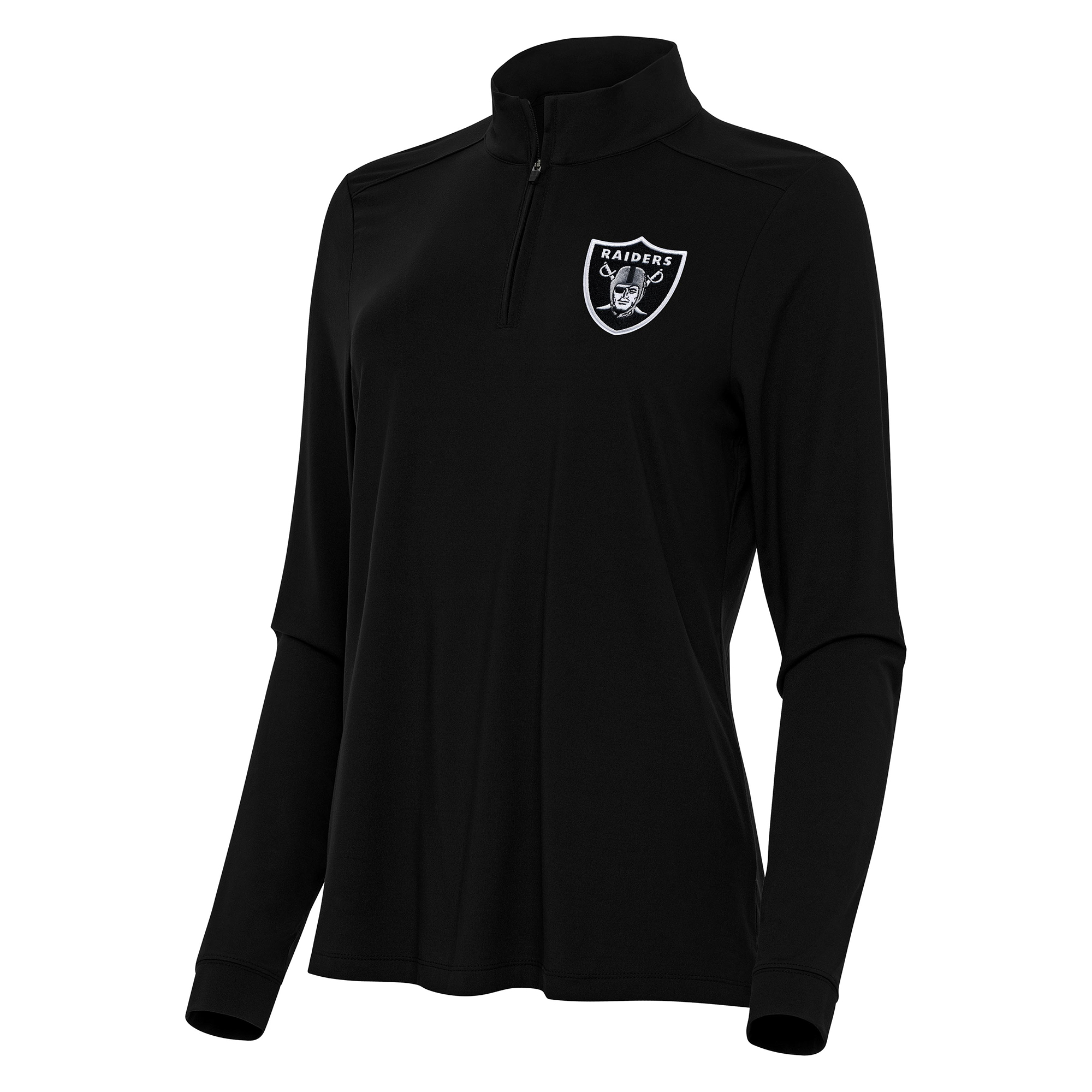 Women's Antigua Black Las Vegas Raiders Intent Quarter-Zip Sweatshirt
