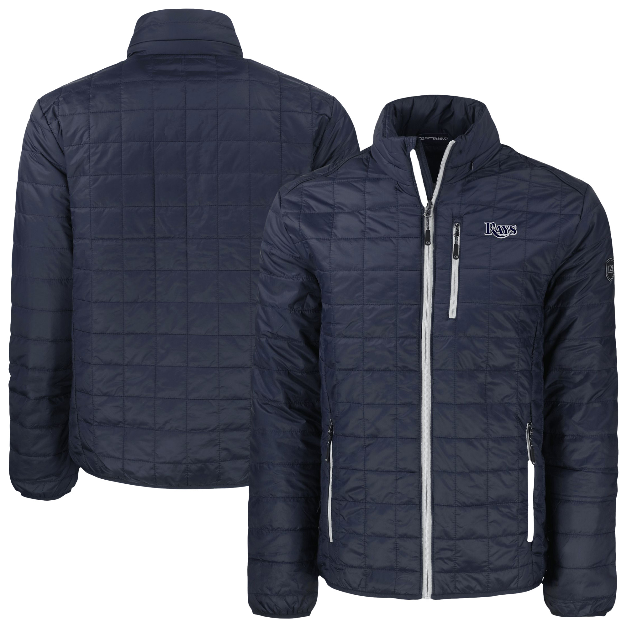 Men's Cutter & Buck Navy Tampa Bay Rays Rainier PrimaLoft Eco Insulated Full-Zip Puffer Jacket