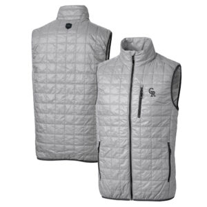 Men's Cutter & Buck Gray Colorado Rockies Big & Tall Rainier PrimaLoft® Eco Insulated Full-Zip Puffer Vest