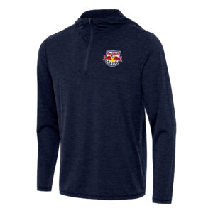Men's Antigua Heather Navy New York Red Bulls Tidy Quarter-Zip Hoodie
