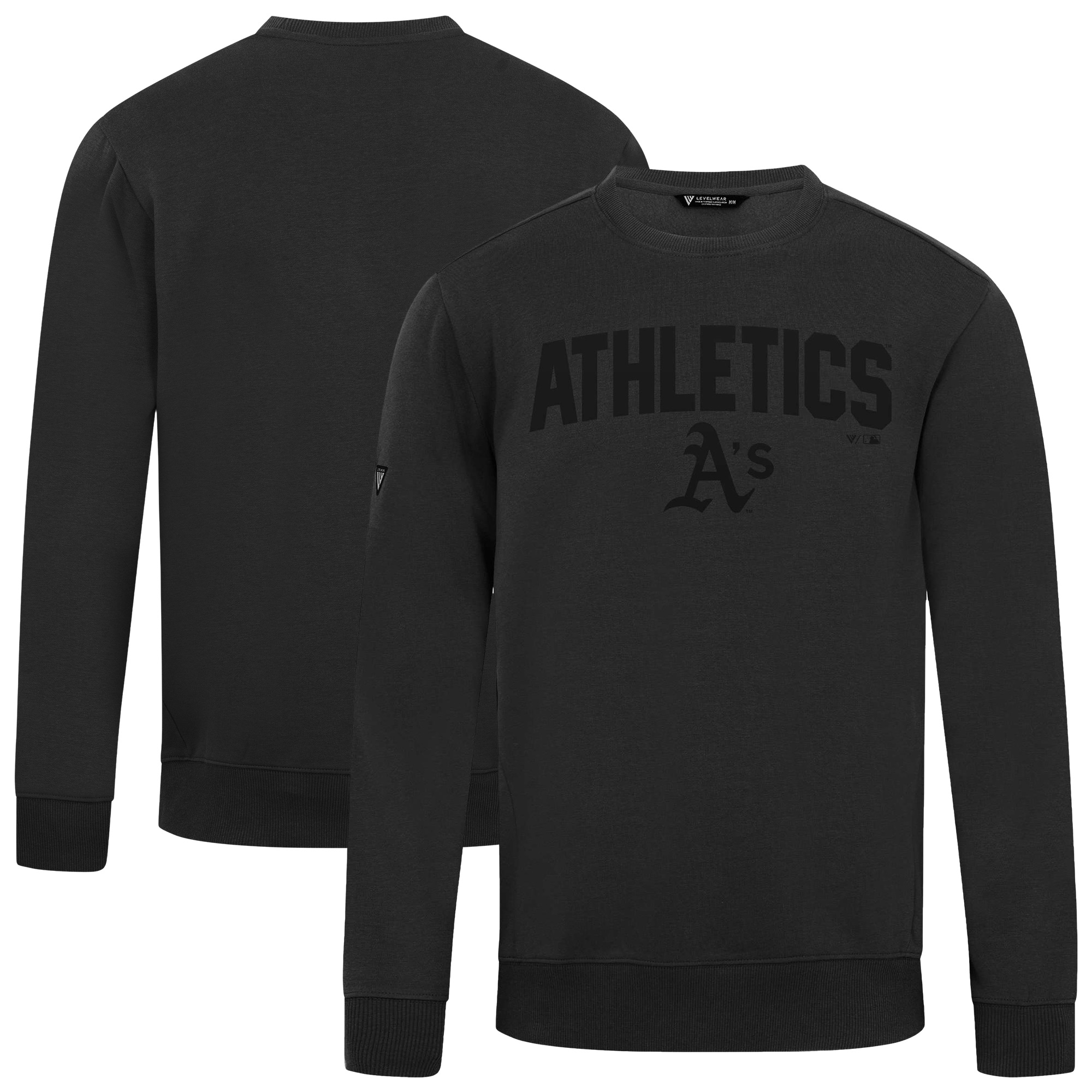 Men's Levelwear Black Oakland Athletics Zane Team Arch Pullover Sweatshirt