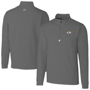 Men's Cutter & Buck  Gray Los Angeles Rams Traverse Stretch Quarter-Zip Top