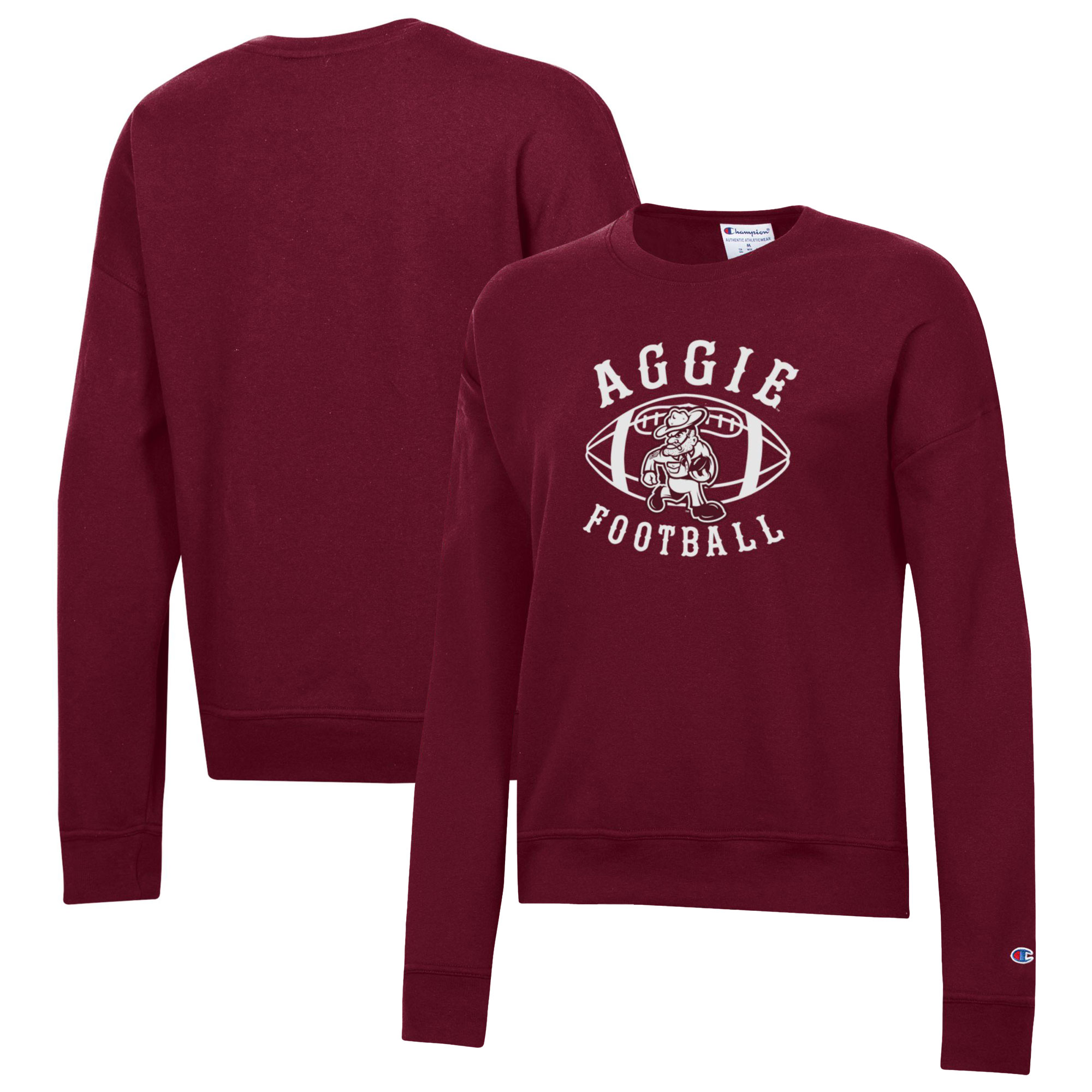 Women's Champion Maroon Texas A&M Aggies Ol' Sarge Fleece Crewneck Pullover Sweatshirt - Image 2