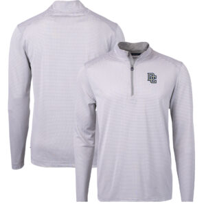 Men's Cutter & Buck  Gray Washington Nationals Big & Tall Cooperstown Collection Virtue Eco Pique Micro Stripe Recycled Quarter-Zip Top