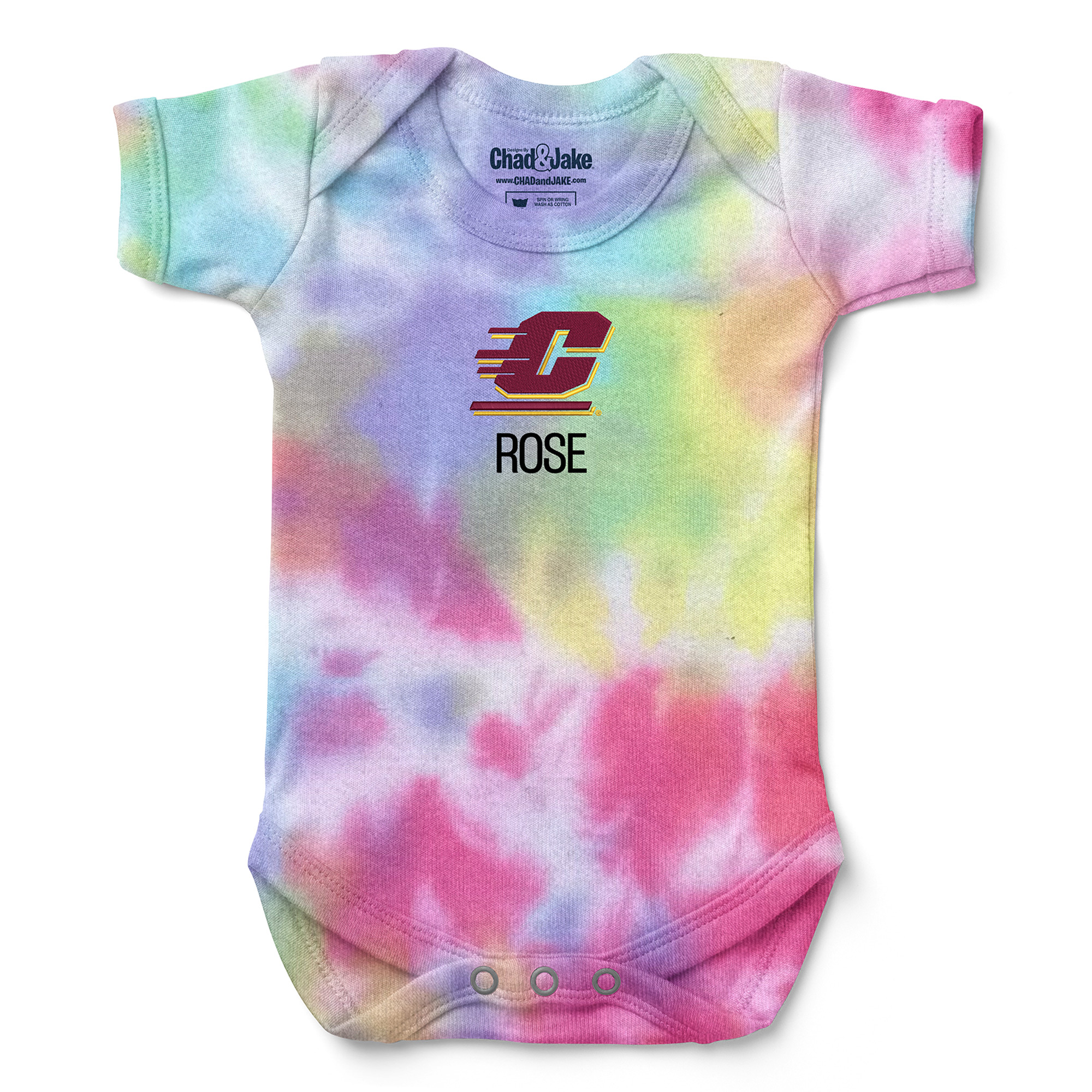 Newborn & Infant Chad & Jake Central Michigan Chippewas Personalized Tie-Dye Bodysuit