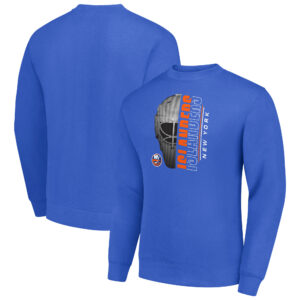 Men's Starter  Royal New York Islanders Half Helmet Team Logo Pullover Sweatshirt