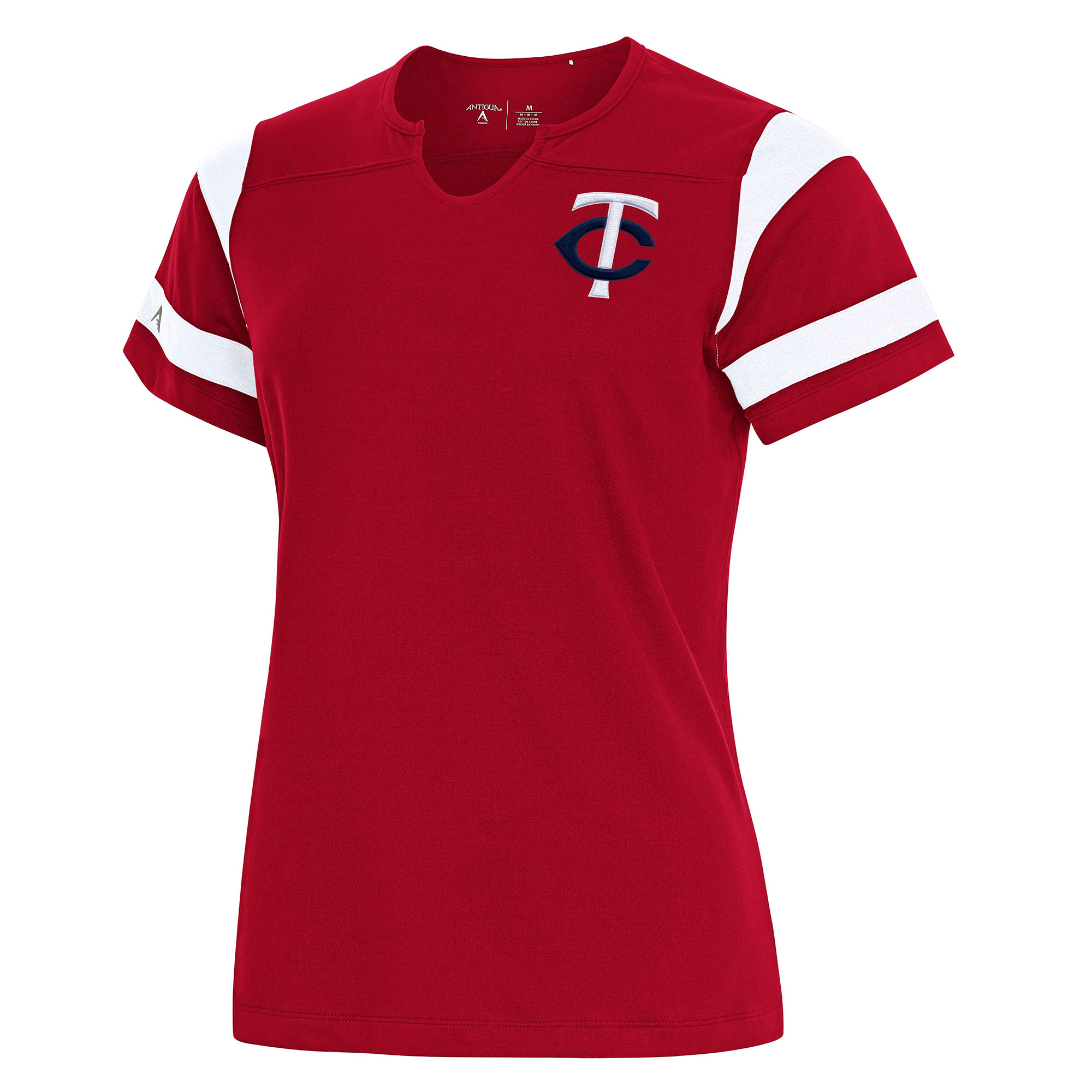 Women's Antigua Red Minnesota Twins Encounter Notch Neck Top