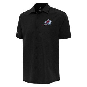 Men's Antigua  Black Colorado Avalanche Activate Woven Short Sleeve Button-Up Shirt