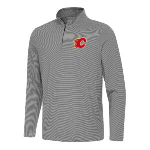 Men's Antigua  Black Calgary Flames Twine Quarter-Zip Top