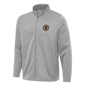 Men's Antigua Gray Boston Bruins Links 2 Full-Zip Golf Jacket
