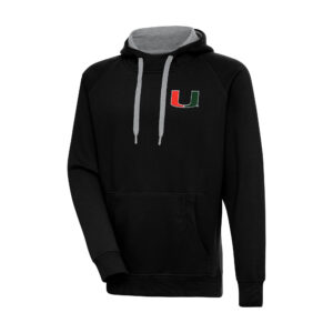 Men's Antigua Black Miami Hurricanes Big & Tall Victory Pullover Hoodie
