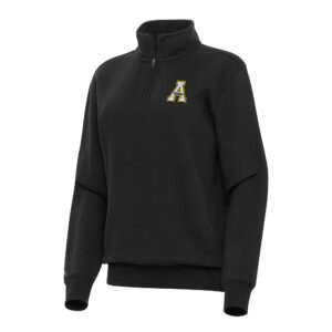 Women's Antigua Black Appalachian State Mountaineers Victory Quarter-Zip Sweatshirt