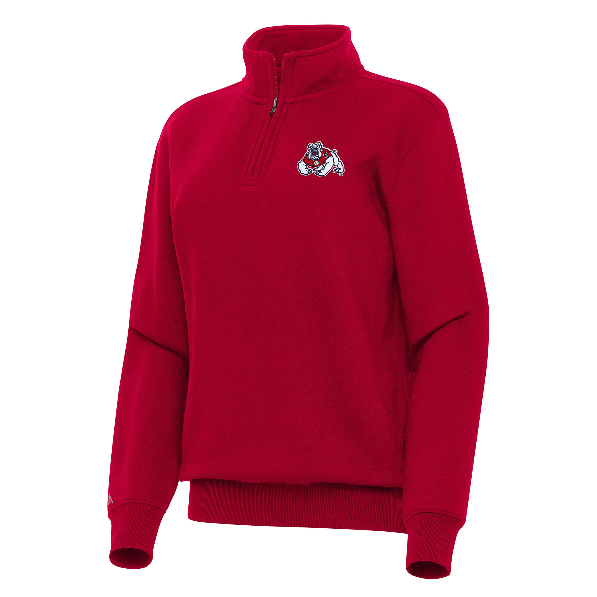 Women's Antigua Red Fresno State Bulldogs Victory Quarter-Zip Sweatshirt