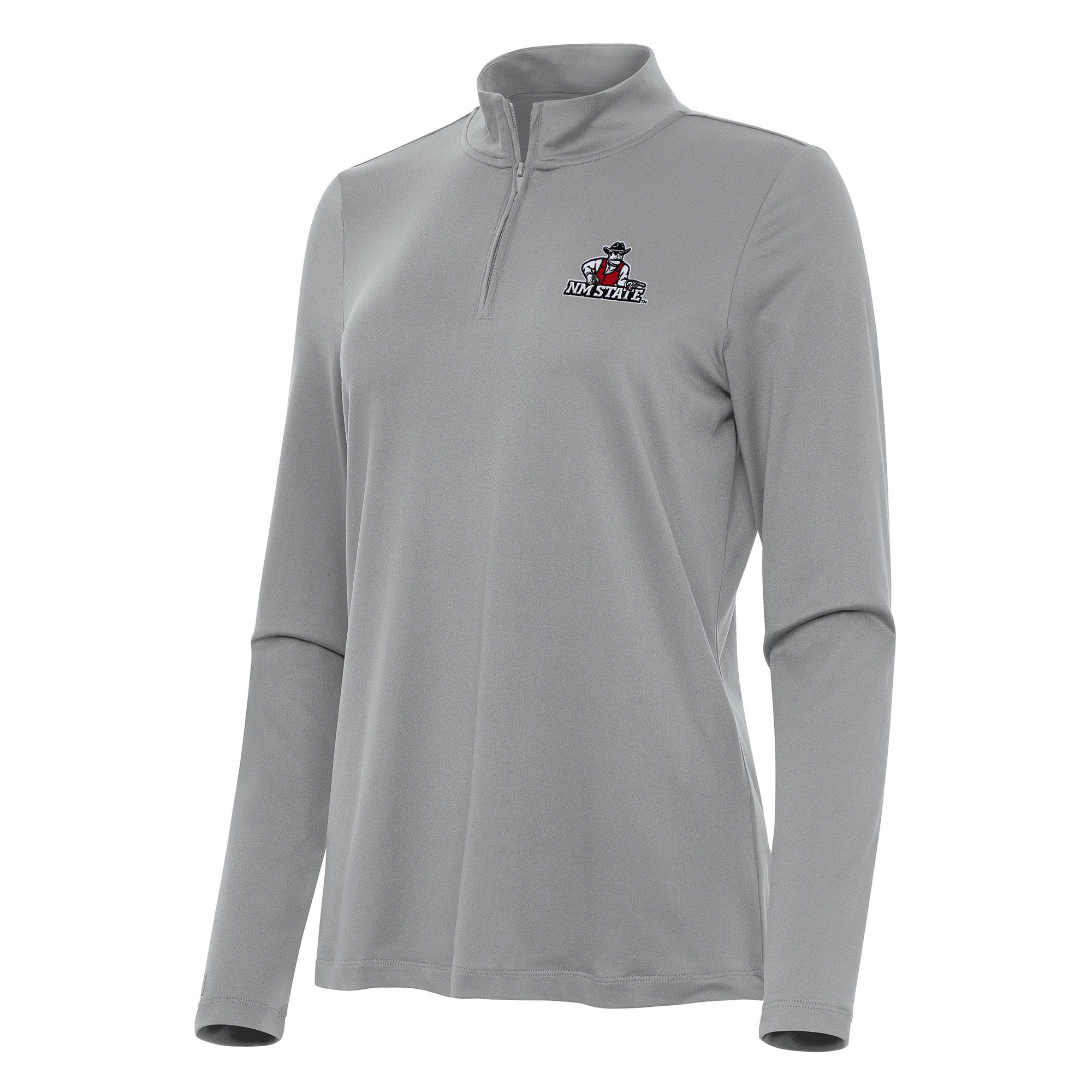 Women's Antigua Gray New Mexico State Aggies Reprocess Quarter-Zip Top