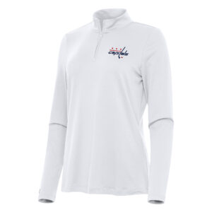 Women's Antigua White Washington Capitals Reprocess Quarter-Zip Top