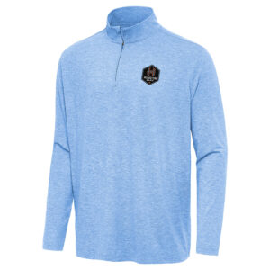 Men's Antigua  Heather Blue Houston Dash Hunk Quarter-Zip Pullover Top