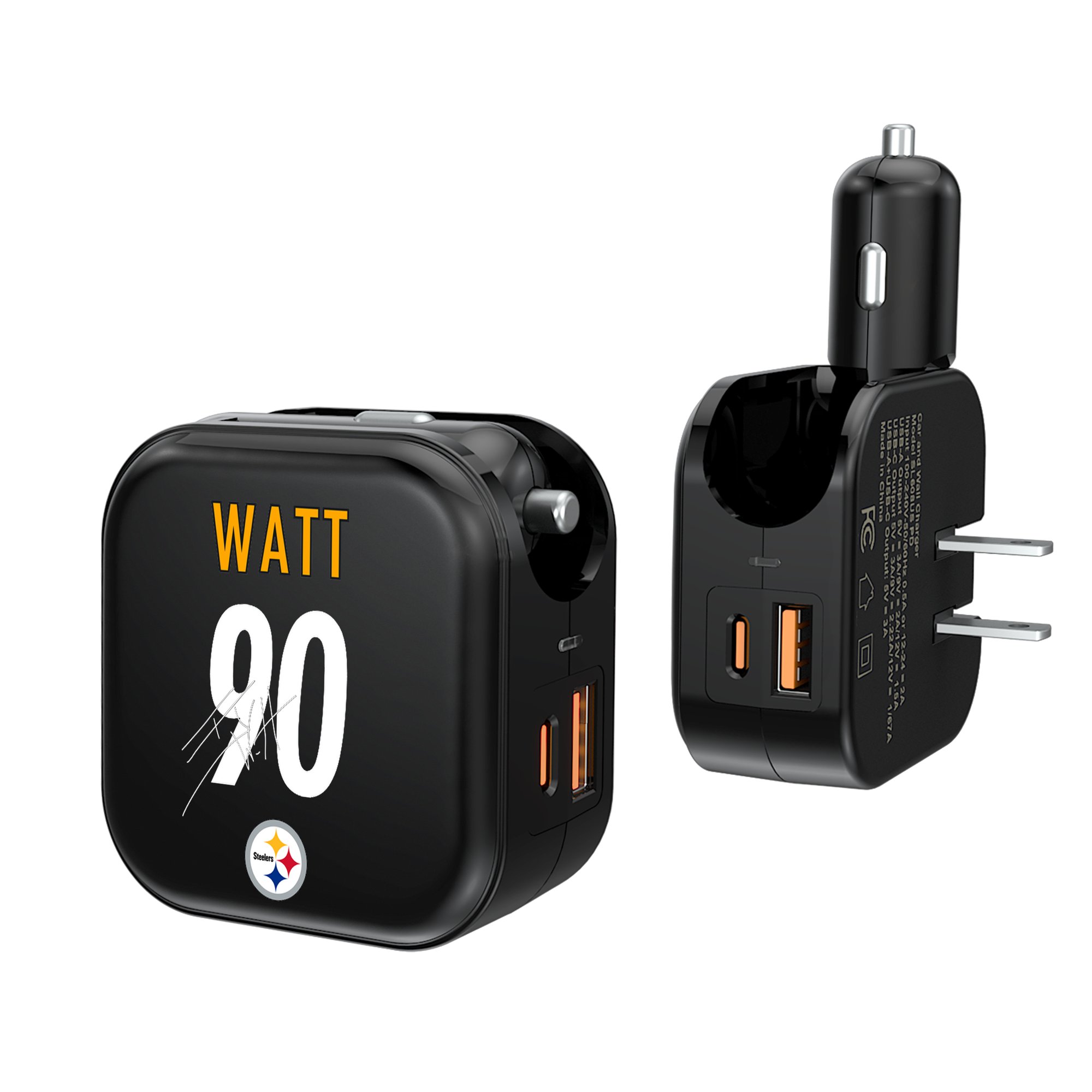Keyscaper T.J. Watt Pittsburgh Steelers Ready 2-in-1 USB Charger