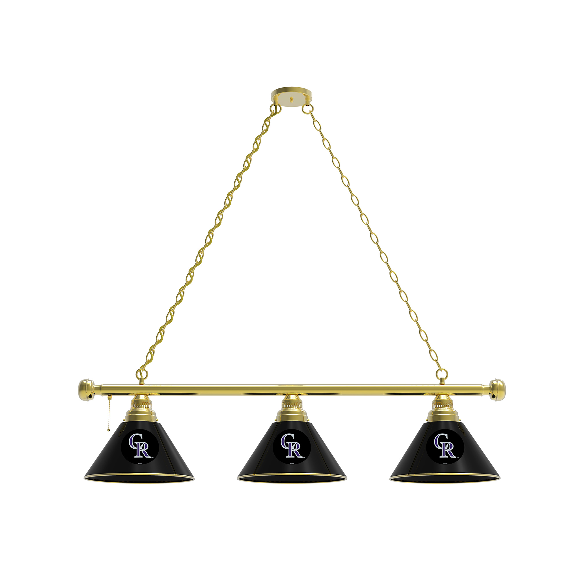 Colorado Rockies 3-Shade Billiard Light with Brass Fixture