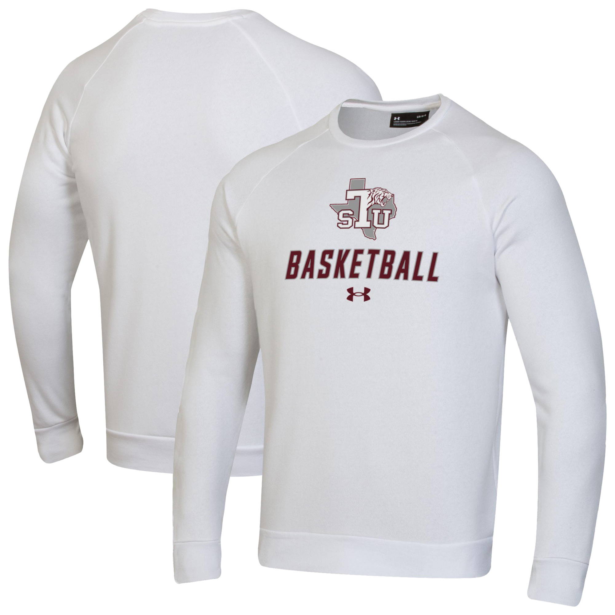 Men's Under Armour White Texas Southern Tigers Raglan Basketball Rival Fleece Pullover Sweatshirt