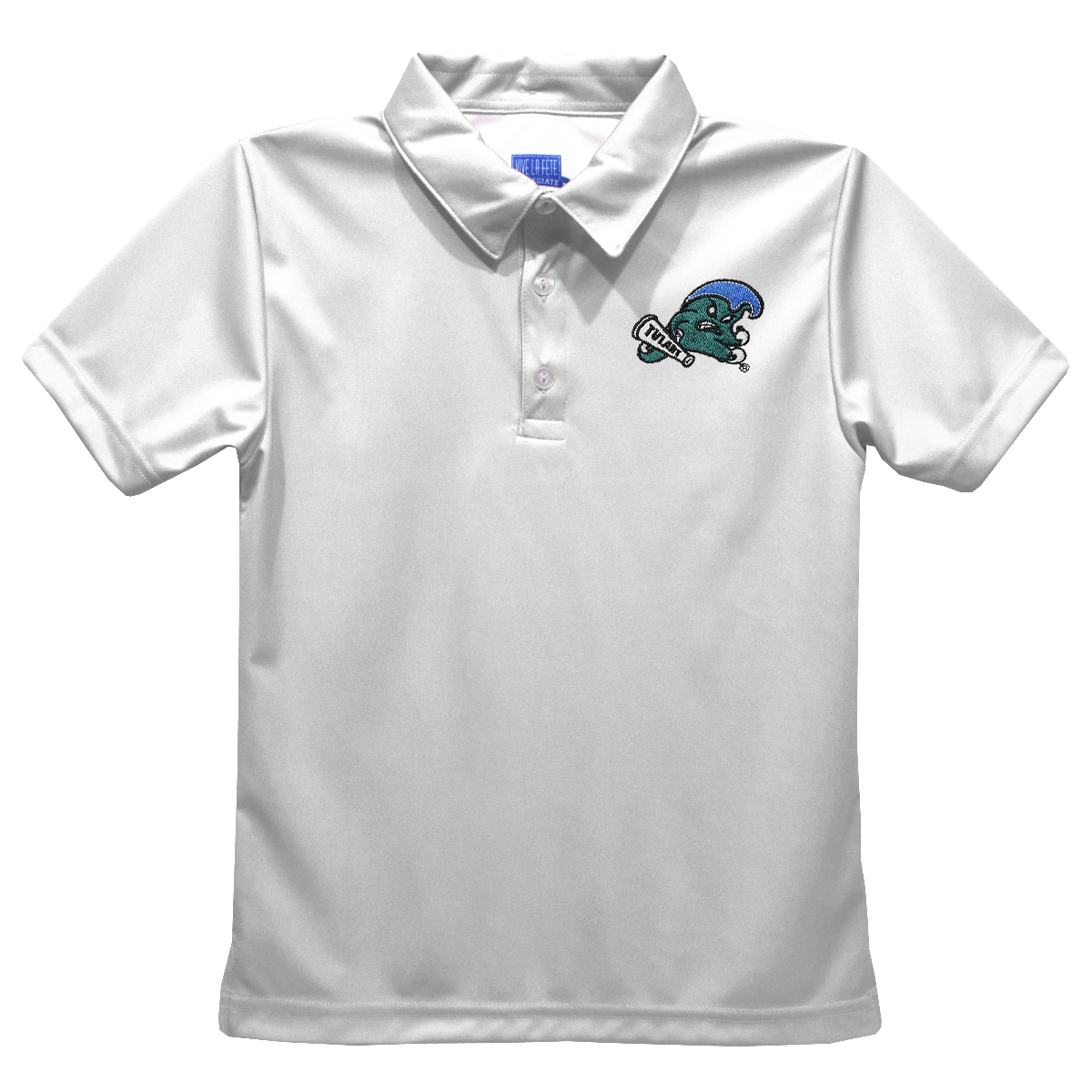 Toddler Vive La Fete White Tulane Green Wave Solid Polo
